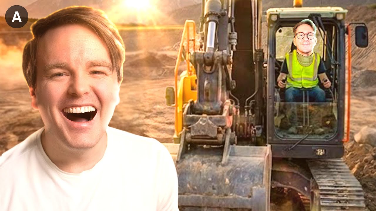 Thumbnail for videoen Rob og Broon kjører Gravemaskin igjen! - Construction Simulator i 2025